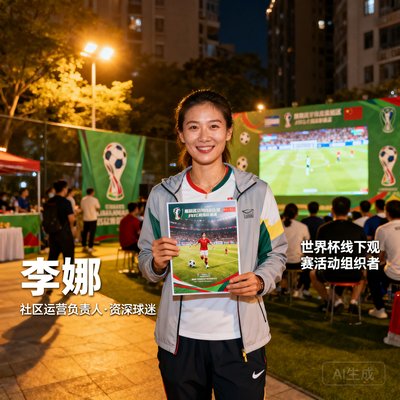 李娜，社区运营负责人，资深球迷，组织过世界杯线下观赛活动